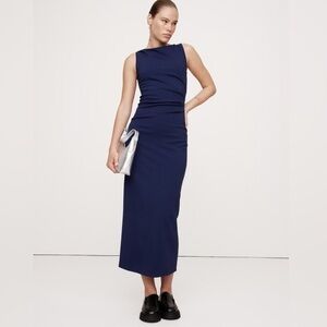 Sleeveless Navy Midi Dress - Elegant Minimalist
